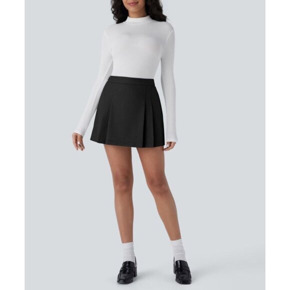 Halara High Waisted Invisible Zipper Pleated Mini 2 in 1 Skirt Sz Large Womens B - Picture 12 of 13